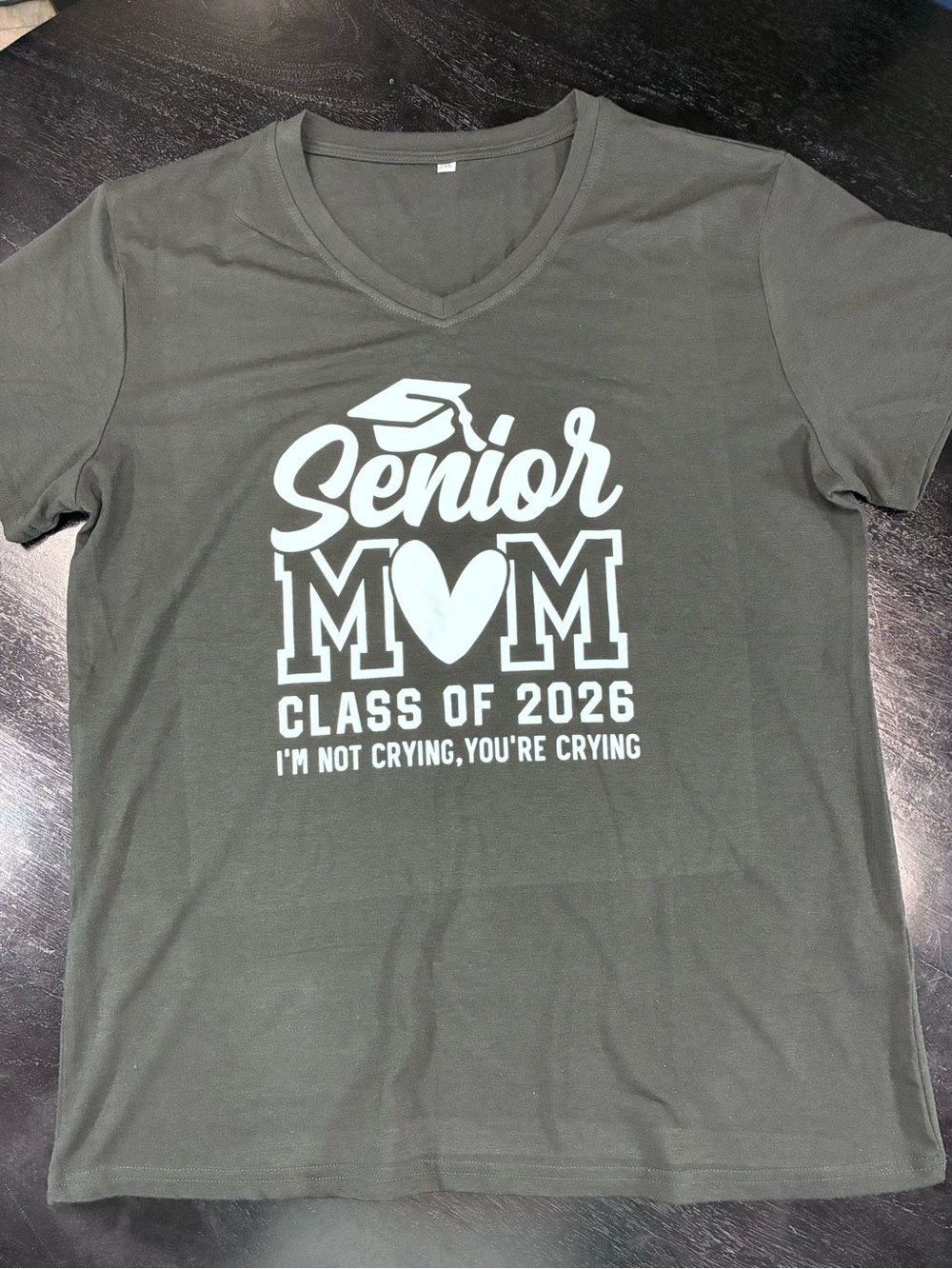 Senior Mom Class of 2026 Graphic Tee - Black with White Print